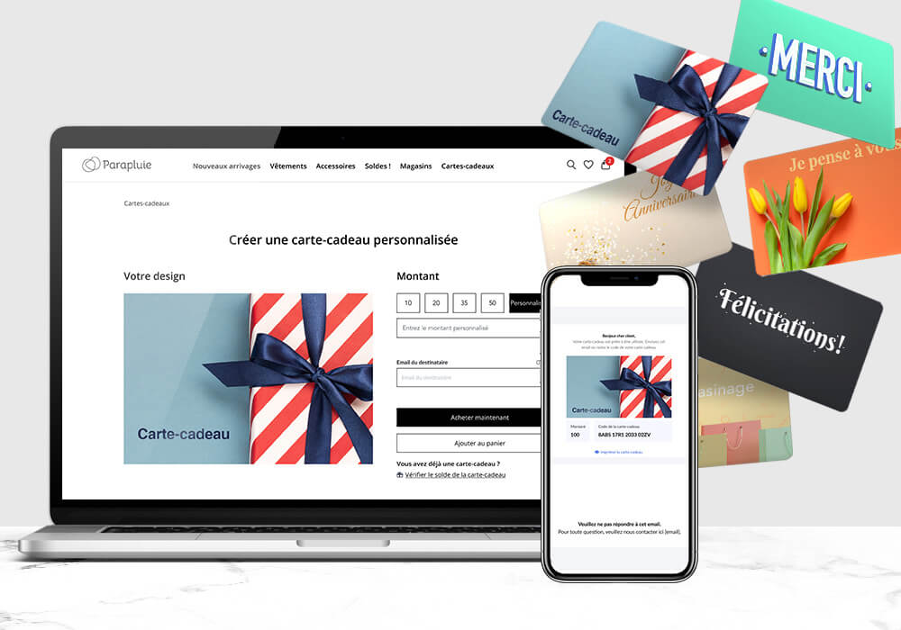 Cartes cadeaux en ligne site eCom