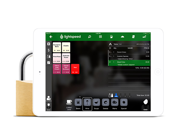 Lightspeed Restaurant interface with lock