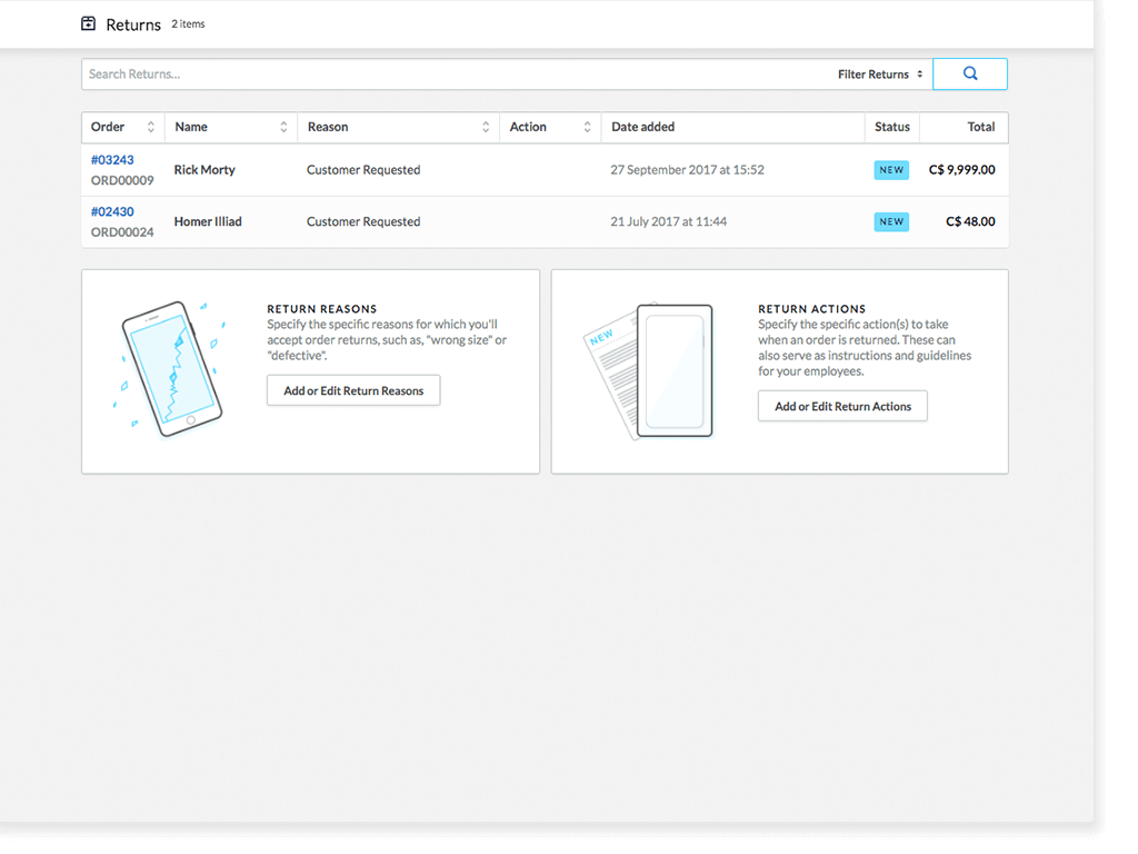 Retours dans Lightspeed eCom