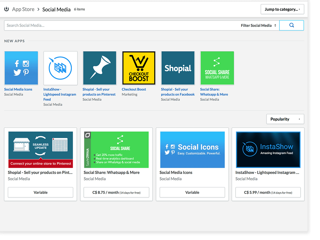 Intégration aux réseaux sociaux dans Lightspeed eCom