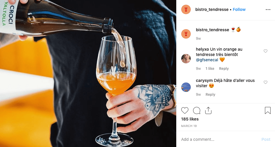 Bistro Tendresse page Instagram