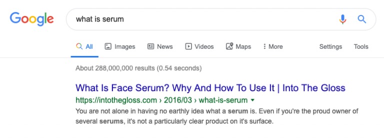 visibilité en ligne "face serum"