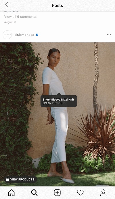 onglet shopping instagram