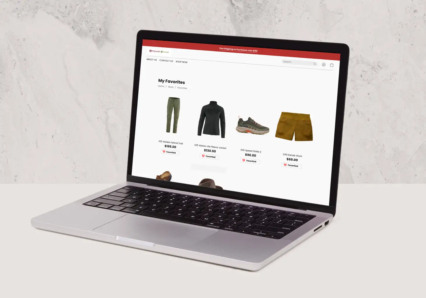 Écran d'un ordinateur portable montrant le site web de TreadZ